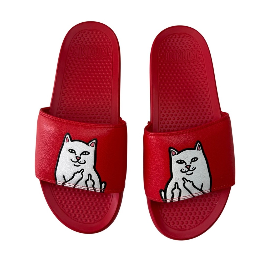 RIPNDIP Lord Nermal Red Slides Cat Slides Sandals Mens 8 Womens 9 NEW